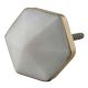 White Hexagon Stone Cabinet Brass Knobs 